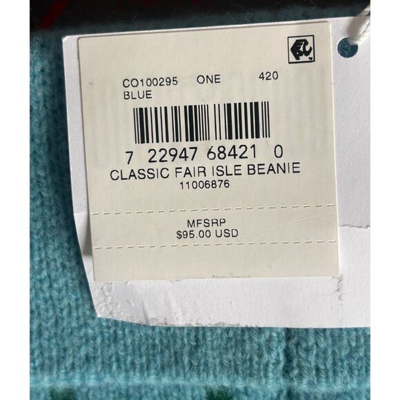 COACH Classic Fair Isle Pom-Pom Beanie Toque Wool Cap CO100295 Blue - One Size - Picture 4 of 5